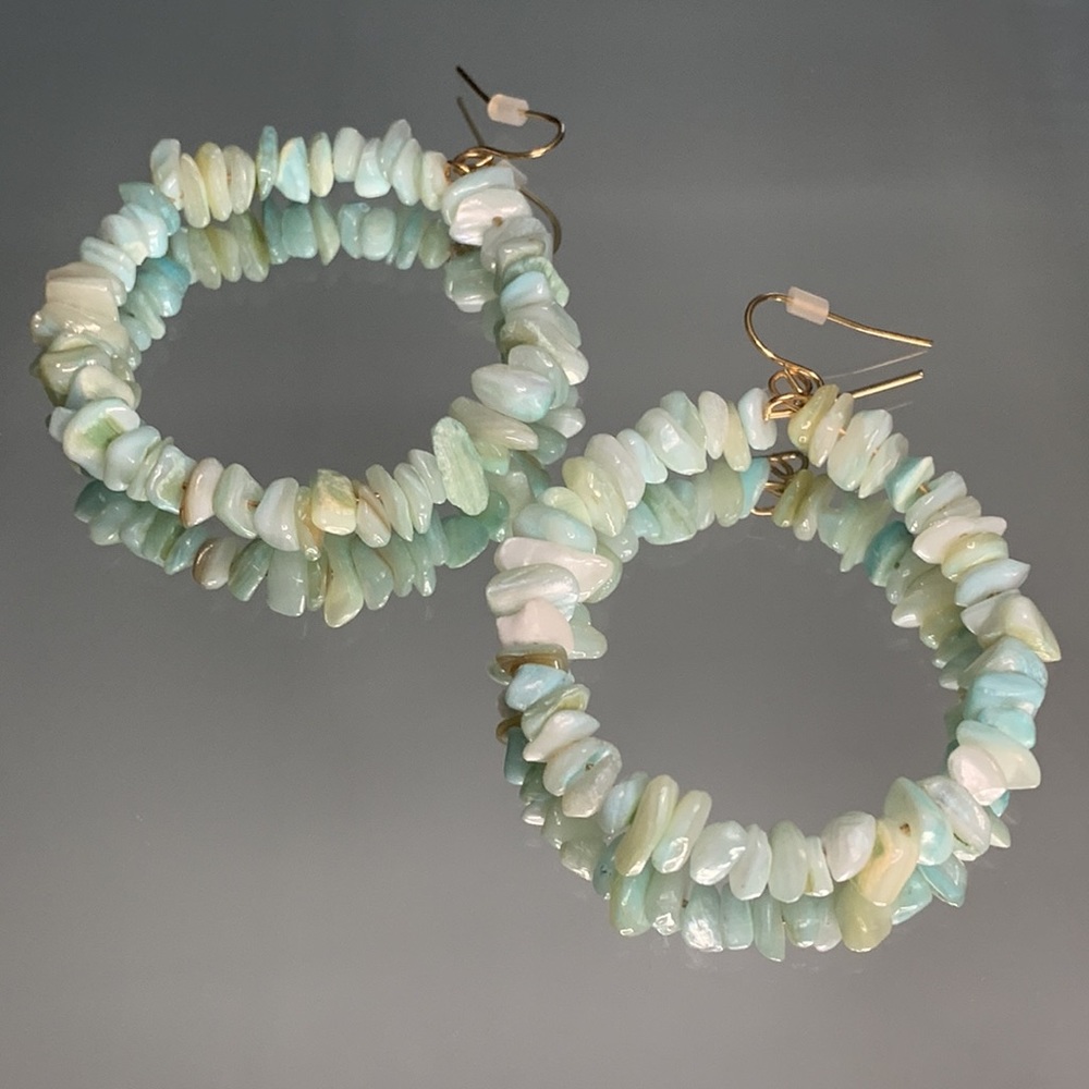 💜 Claire’s - Beautiful Turquoise Rock Hoops